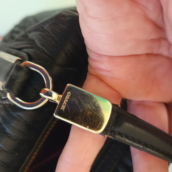 Coach Black Quilted Satchel with Gold-Tone Hardware - Picture 9 of 10